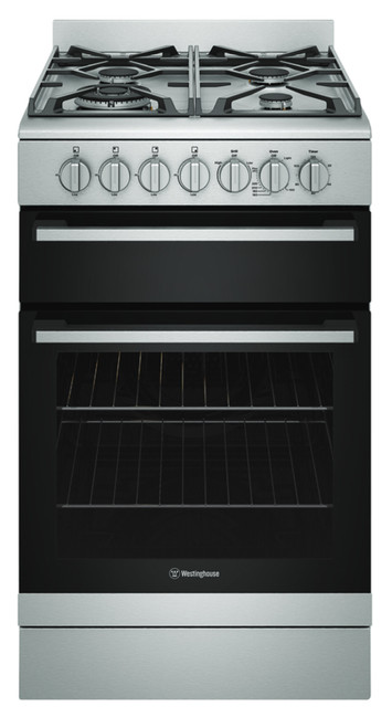 Westinghouse 54cm Stainless Steel Electric Freestanding Oven with Gas Hob - WFE512SC