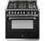 Steel 90cm Ascot Gloss Black & Brushed Nickel Dual Fuel Freestanding Oven - Combi-Steam - 6 Burner - AQ9S-6W-BAN