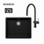 Schock 500mm Calabasa Black Single Bowl Sink + Gessi Inedito Dual Function Black Pull-Out Tap - GN100LB + 60413B