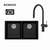 Schock Calabasa Black Undermount Double Bowl Sink + Gessi Inedito Dual Function Black Pull-Out Tap - GN200YB + 60413B Schock Calabasa Black Undermount Double Bowl Sink + Gessi Inedito Dual Function Black Pull-Out Tap - GN200YB + 60413B