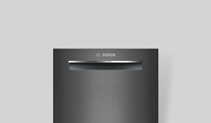 Premium built-in dishwasher loaded with sparkling dishes