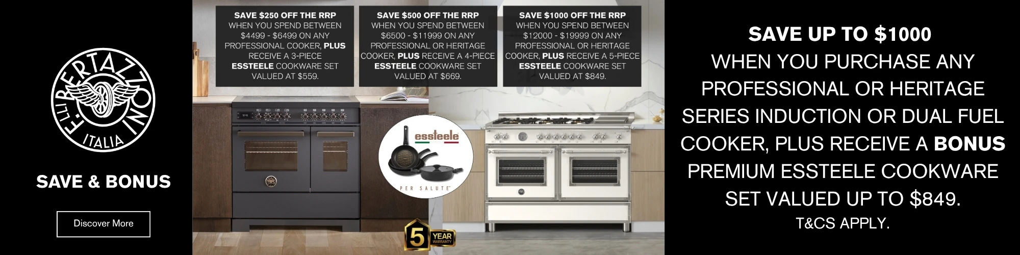 Save up $1000 on Bertazzoni & Bonus Essteele Set