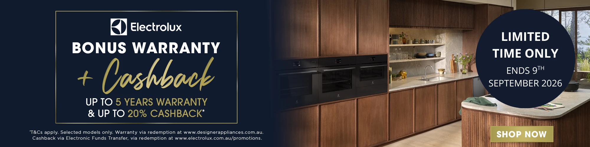 Electrolux Bonus Warranty + Cashback via redemption