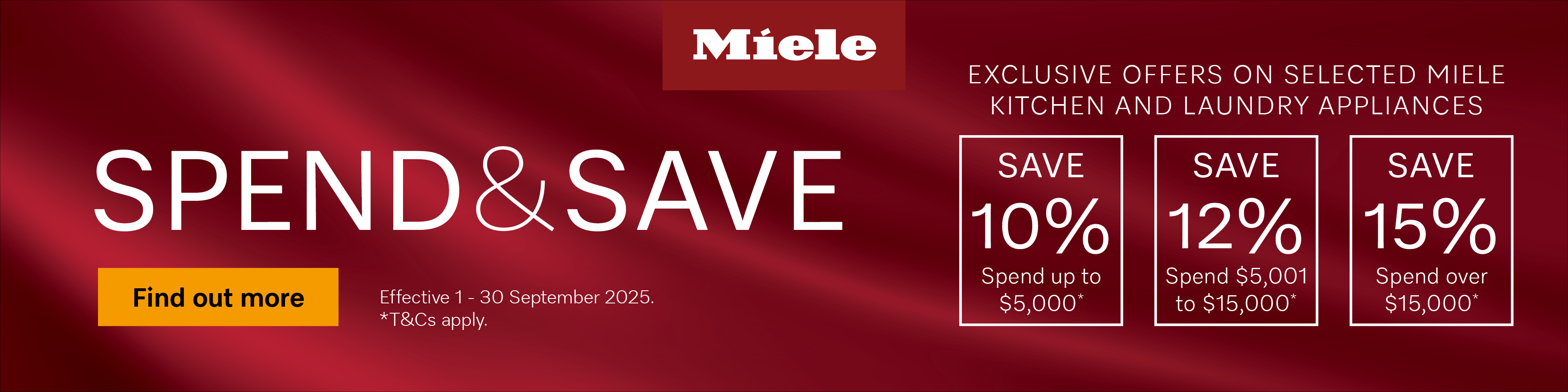 Spend & Save up to 15% on selected Miele Kitchen & Laundry Appliances