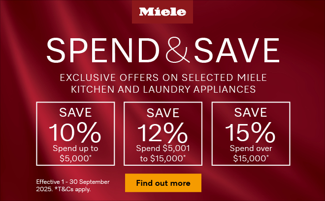 Spend & Save up to 15% on selected Miele Kitchen & Laundry Appliances