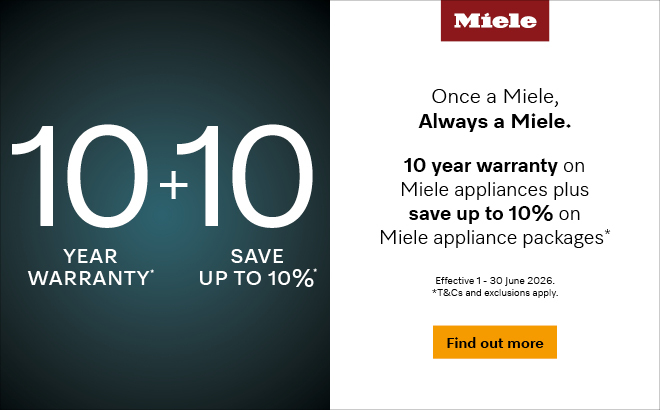 10 Year Warranty + Save Up To 10% on Miele Appliance Packages*