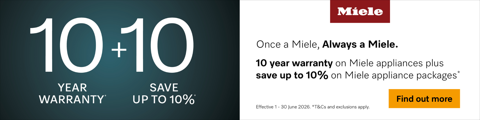 10 Year Warranty + Save Up To 10% on Miele Appliance Packages*