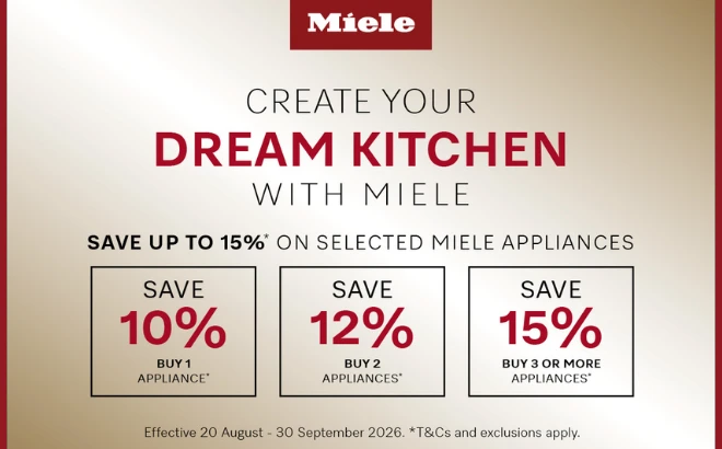Save up to 15% on selected Miele Appliances*