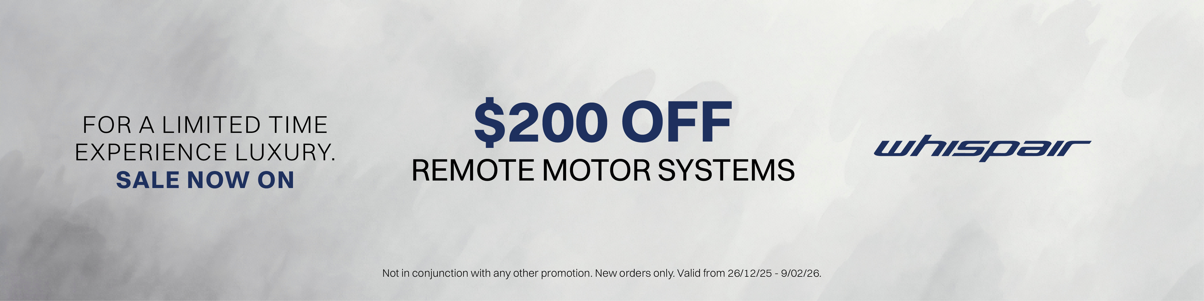 SAVE $200 OFF WHISPAIR REMOTE MOTOR SYSTEMS