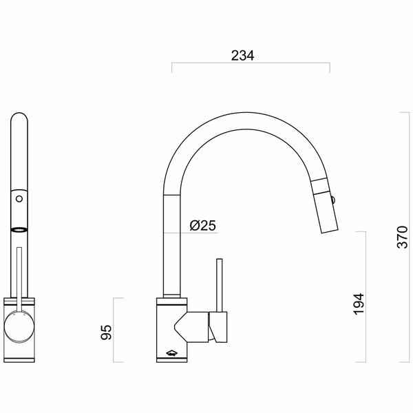 316 GOOSE NECK PULL OUT DUAL SPRAY FUNCTION KITCHEN MIXER #KTA037-316-BR -  Abey Australia