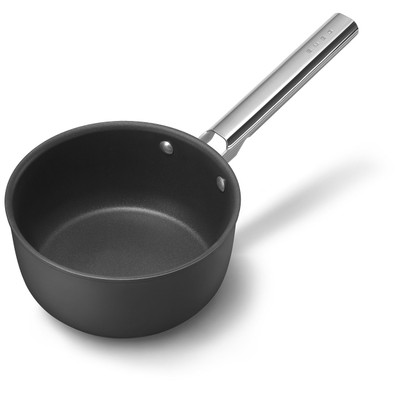 Smeg CKFS2011BLM 20cm Saucepan - Black Non-Stick Aluminium, Works On All Hobs, Oven & Dishwasher Safe