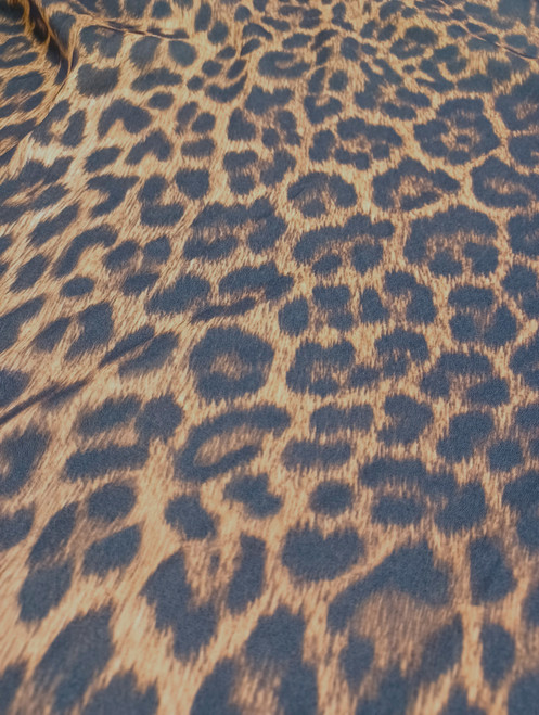 Light Black and Yellow Gold Leopard Pattern, Poly Crepe, Georgette