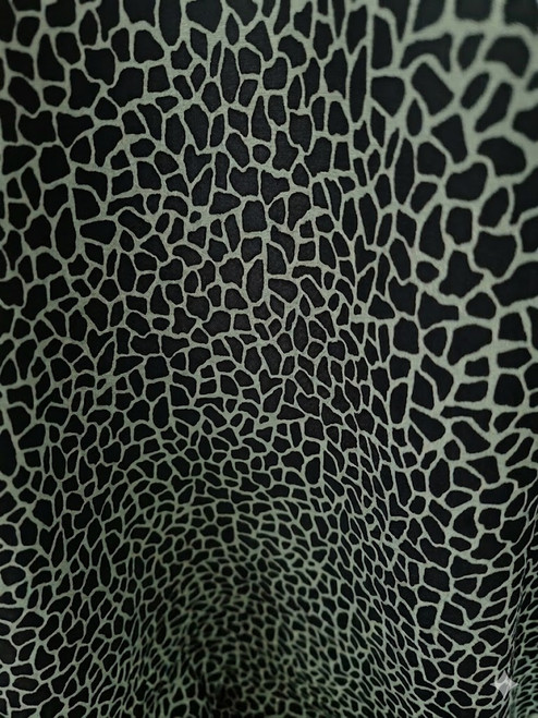 Modern Sage / Olive Green & Black Giraffe Print - Poly Crepe Georgette Fabric By The Yard