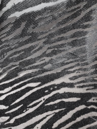 Black Velvet Burnout on Black Mesh, Animal Print Design, Stretch Velvet