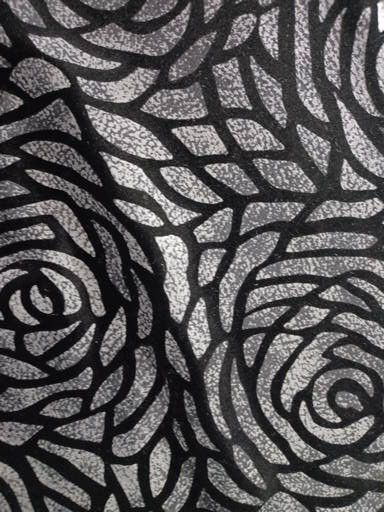 Black Velvet with A Gray Metallic looking  Big Floral Print