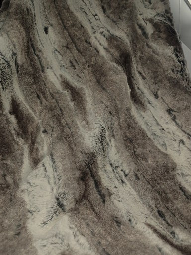 Plush Light Brown and White Faux Fur, Woven Polyester