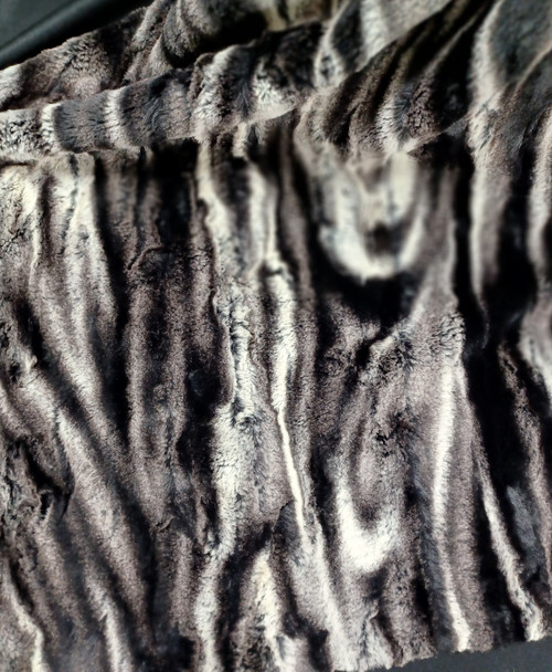 Black and White Marbleized Husky Like Faux Fur, Plush & Soft, Woven Polyester