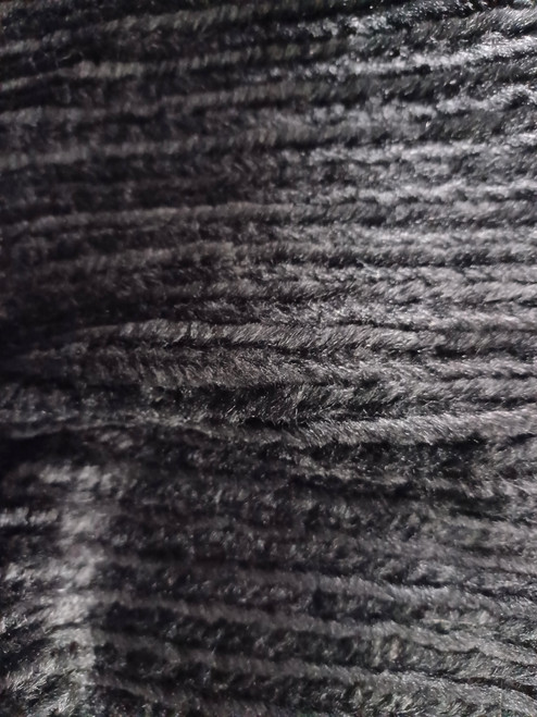 Black on Black Mechanical Striped Rabbit like Faux Fur, Polyester