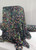 Draped Midnight Botanical Floral crinkle chiffon showing the lightweight, sheer transparency and vertical Yoryu texture.
