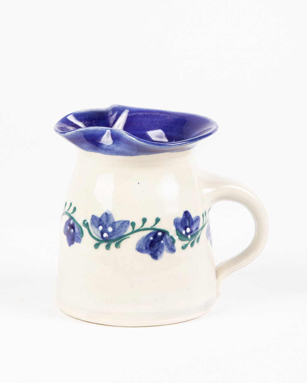 Vintage Ceramic Creamer or Tea Pitcher - 12 ounce Small Ceramic Pitcher  with Lid - Blue and White floral design - Unique Gift Idea