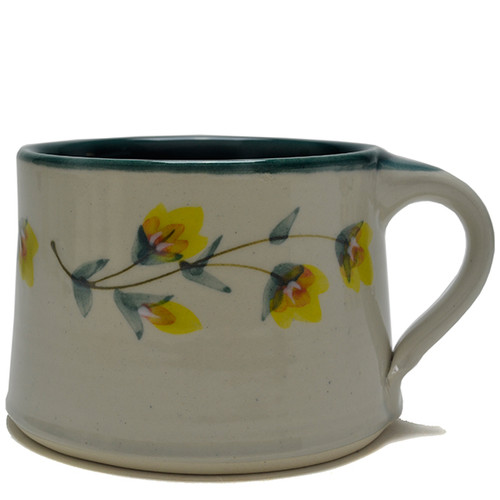 Soup Mug - Gold Flower Vine