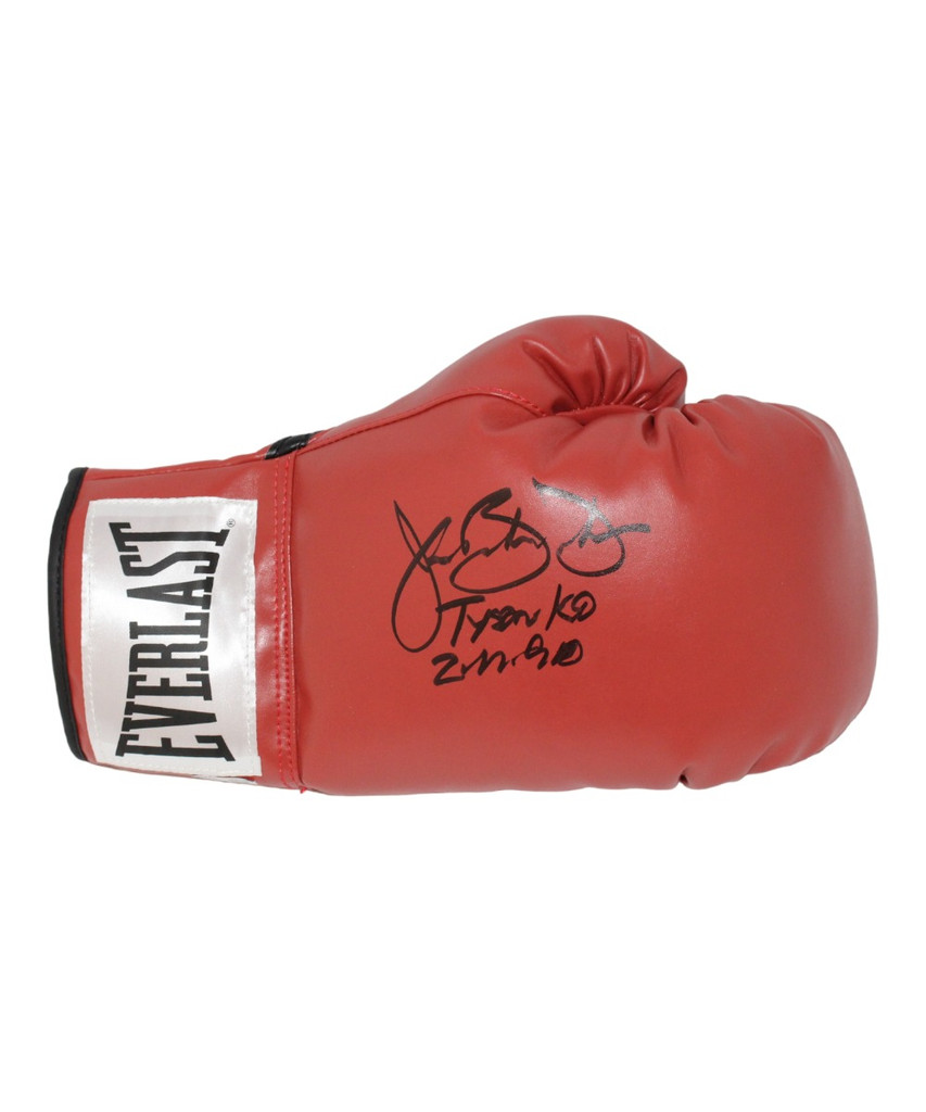 Buster Douglas Autographed/Signed Red Left Boxing Glove Insc. Beckett
