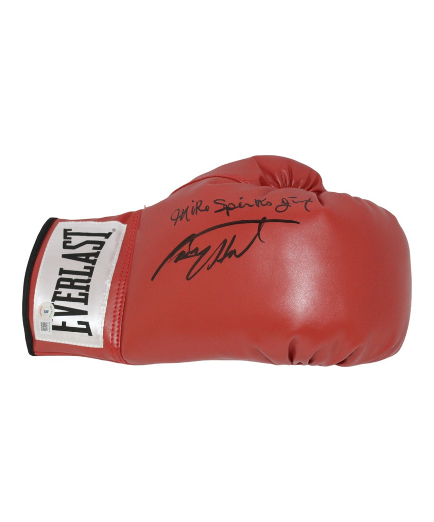 Larry Holmes & Michael Spinks Signed Red Left Boxing Glove Beckett