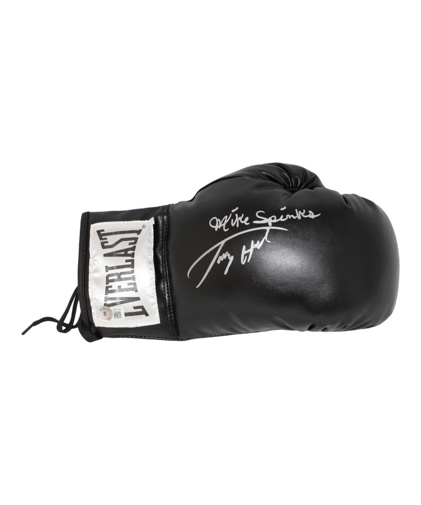 Larry Holmes & Michael Spinks Signed Black Left Boxing Glove Beckett