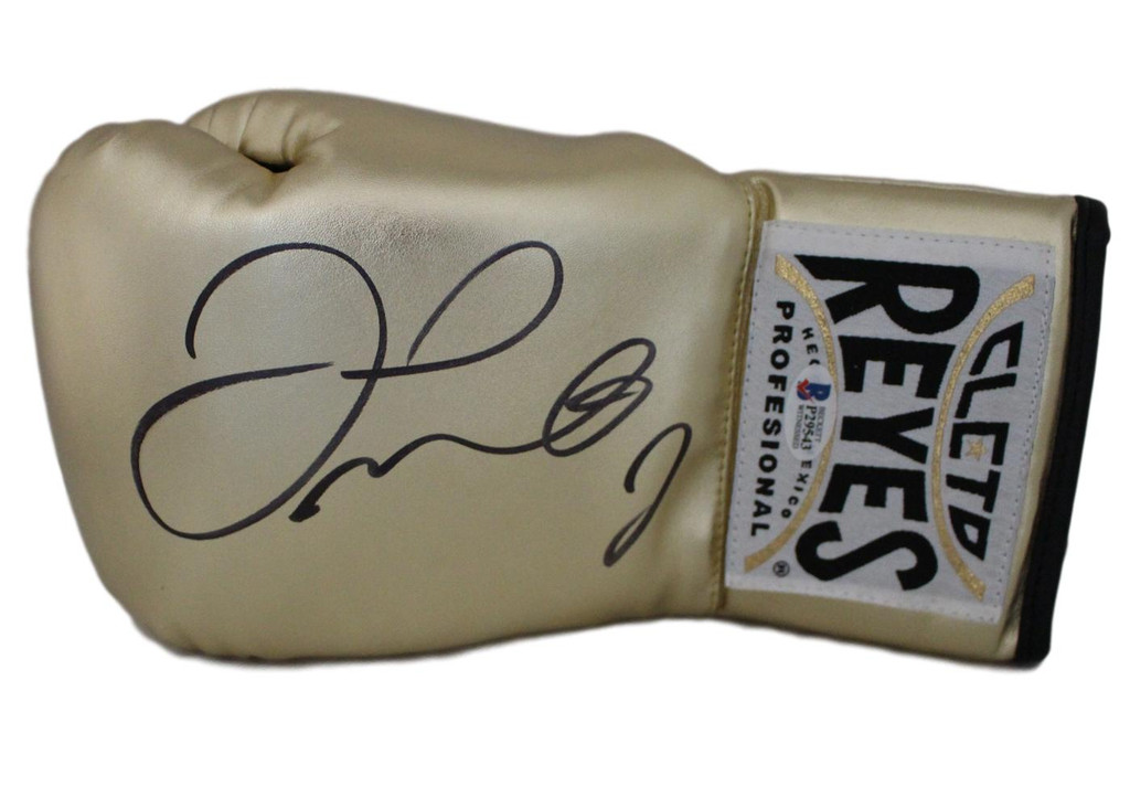 Floyd Mayweather Jr Signed Cleto Reyes Gold Left Hand Boxing Glove BAS