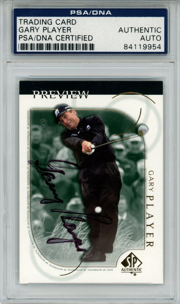 Gary Player Signed 2001 Upper Deck SP Preview #14 Trading Card PSA Slab