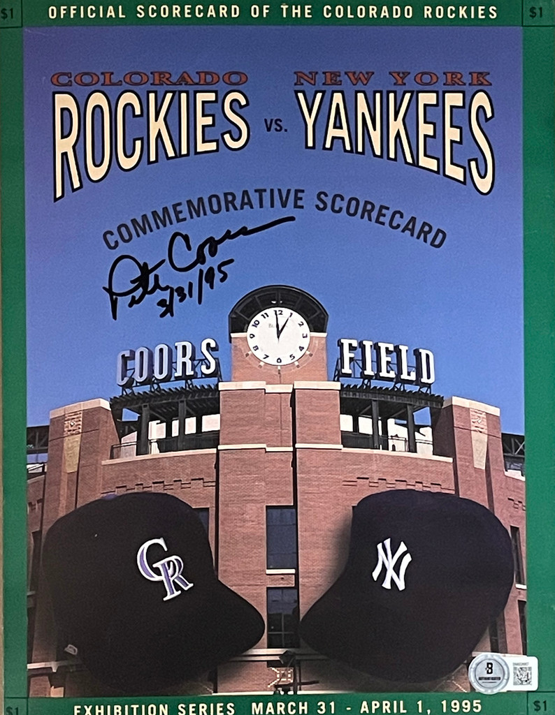 Pete Coors Signed 1995 Scorecard Rockies vs Yankees Beckett 45025