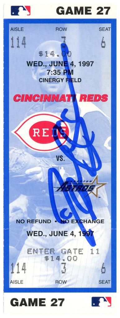Deion Sanders Signed Cincinnati Reds 6/4/1997 vs Astros Ticket BAS