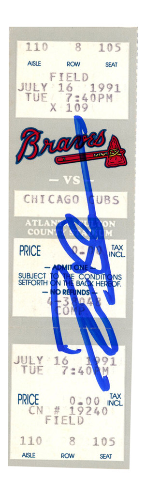 Deion Sanders Signed Atlanta Braves 7/16/1991 vs Cubs Full Ticket BAS
