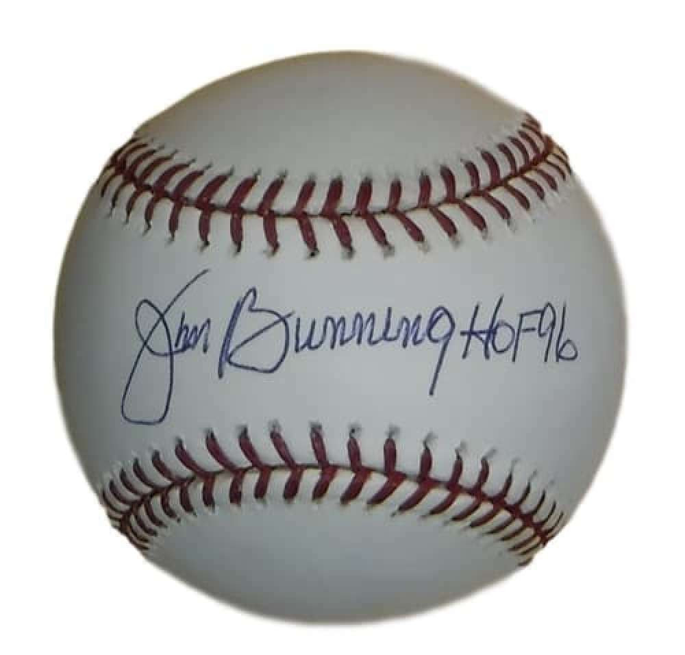 Jim Bunning Autographed MLB Baseball Detroit Tigers w/HOF 96