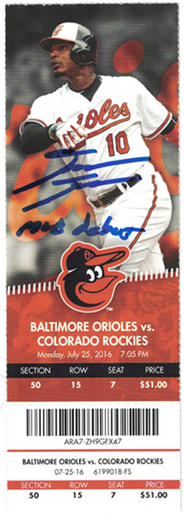David Dahl Autographed Colorado Rockies Ticket Stub MLB Debut JSA