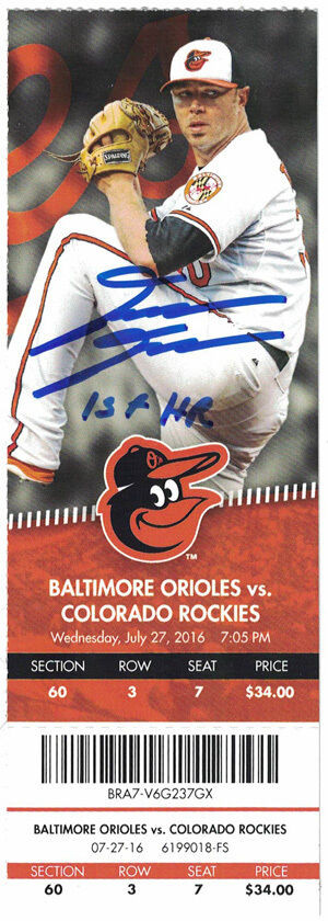 David Dahl Autographed Colorado Rockies Ticket Stub 1st HR JSA