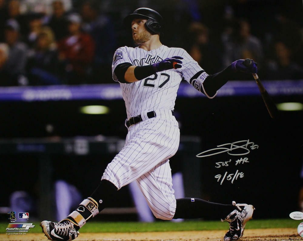 Trevor Story Autographed Colorado Rockies 16x20 Photo 505 HR 9/5/18  JSA