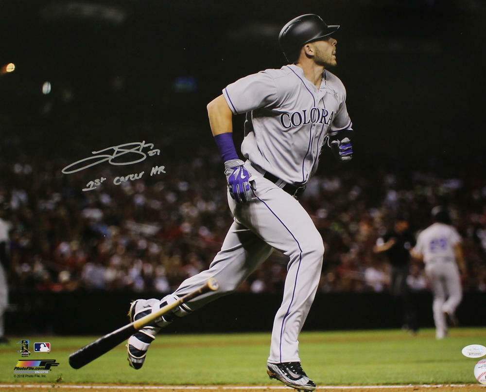 Trevor Story Autographed Colorado Rockies 16x20 Photo 1st Career HR JSA