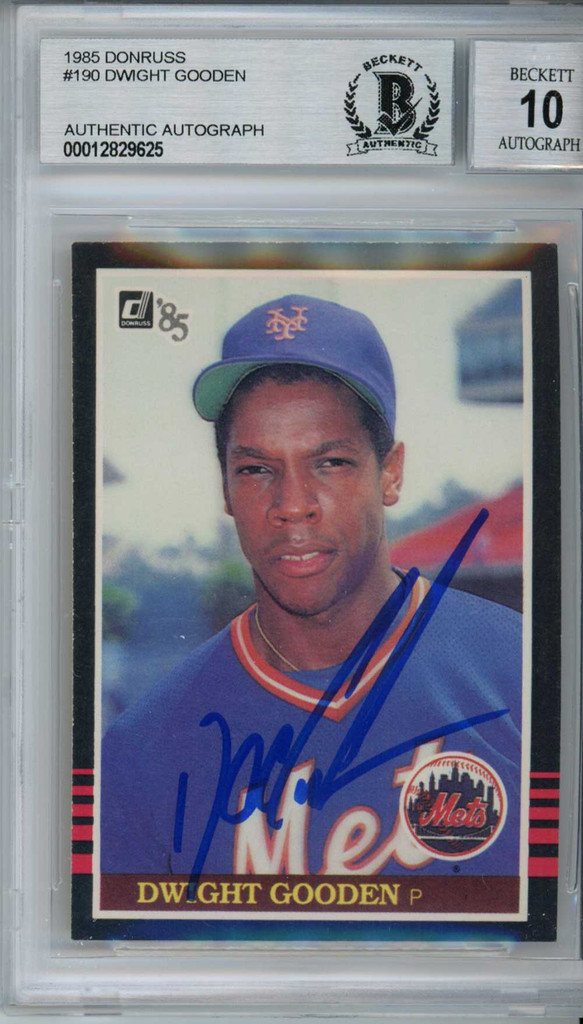 Dwight Gooden Autographed 1985 Donruss #190 Trading Card BAS 10 Slab