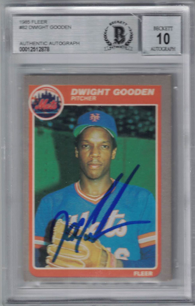 Dwight Gooden Signed New York Mets 1985 Fleer Trading Card BAS 10 Slab
