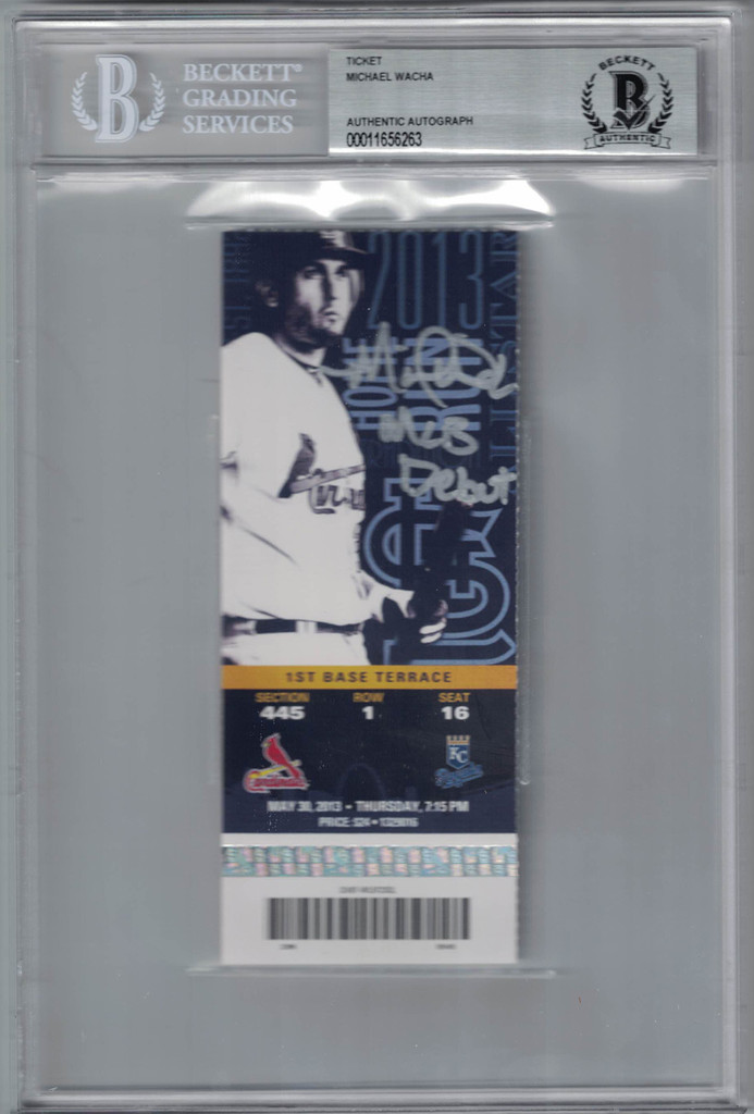 Michael Wacha Autographed St Louis Cardinals Ticket MLB Debut BAS Slab