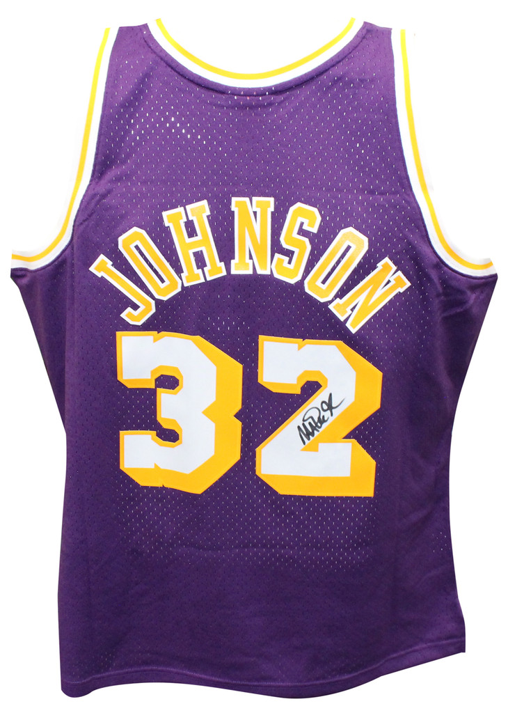 Magic Johnson Signed Swingman Los Angeles Lakers M&N Jersey Beckett