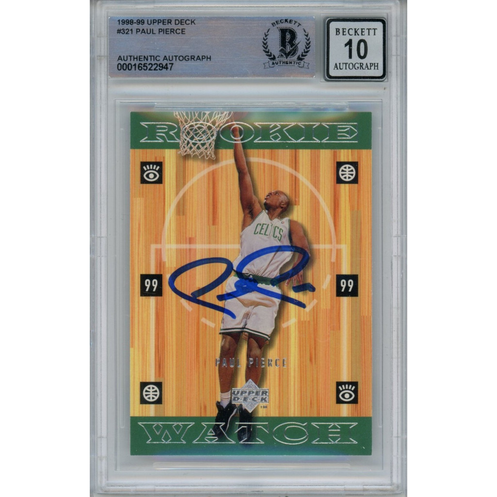 Paul Pierce Autographed/Signed 1998 Upper Deck 321 Card 10 Grade Beckett 47033