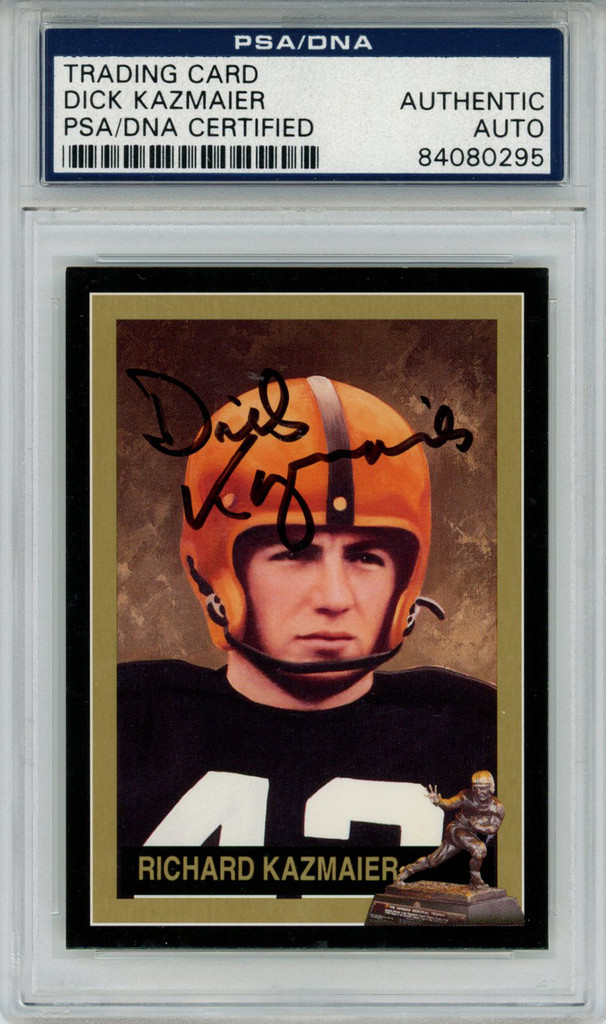 Dick Kazmaier Signed 1992 Downtown Athletic Club #17 Trading Card PSA Slab