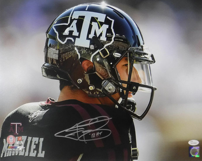 Johnny Manziel Autographed Texas A&M Aggies 16x20 Photo (Black) HT JSA