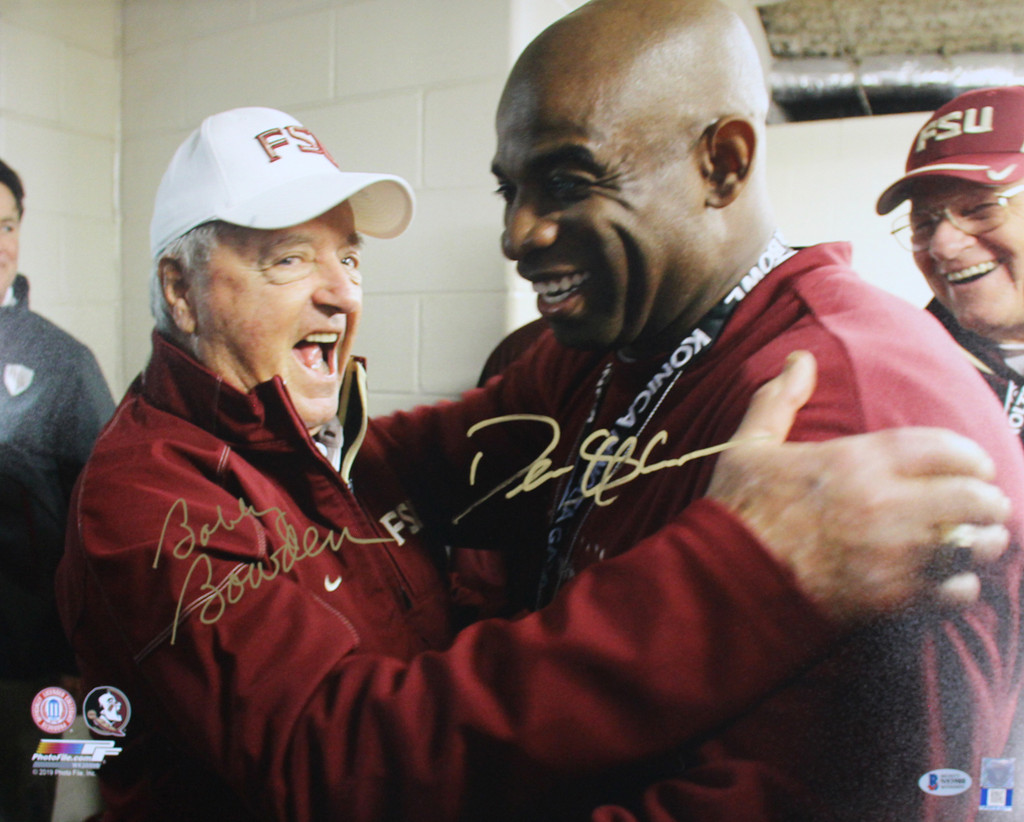 Deion Sanders & Bobby Bowden Signed Florida State 16x20 Photo BAS PF
