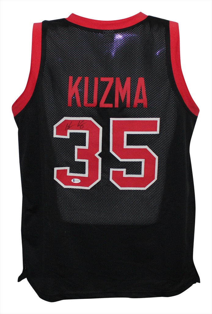 Kyle Kuzma Autographed/Signed College Style Black XL Jersey BAS