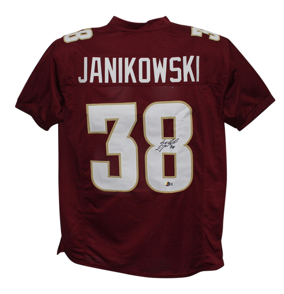 Sebastian Janikowski Autographed/Signed College Style Red XL Jersey BAS