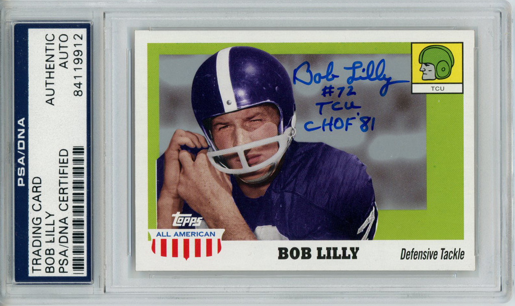 Bob Lilly Autographed 2005 Topps All American Trading Card PSA Slab