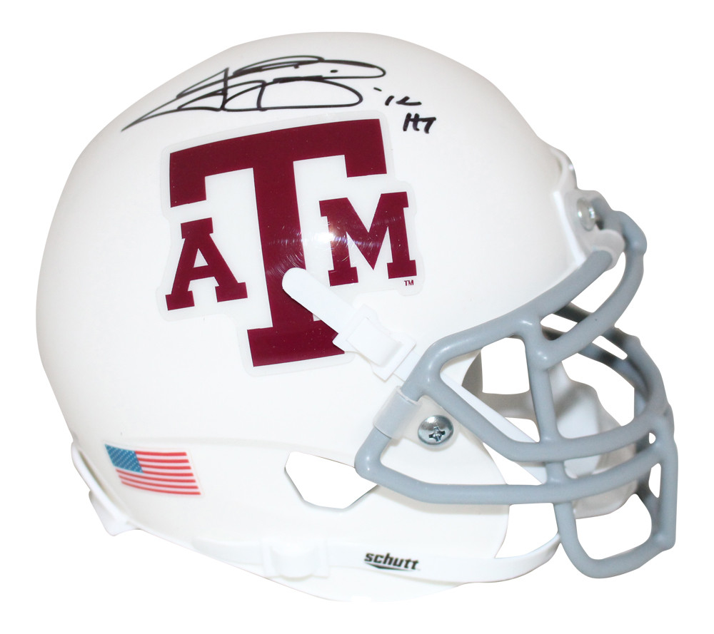 Johnny Manziel Autographed Texas A&M Aggies White Schutt Mini Helmet HT BAS
